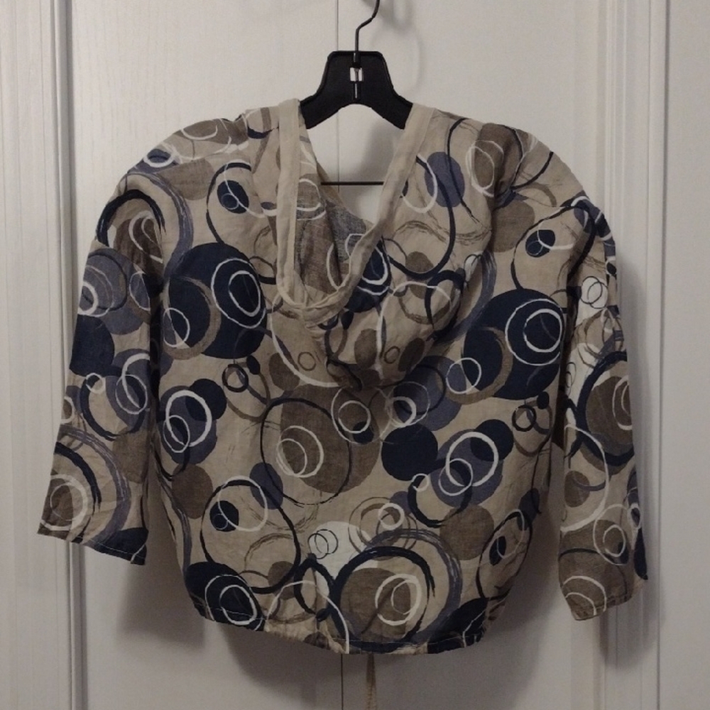 Me & Gee Linen Patterned Button-Up Light Jacket - Picture 6 of 7
